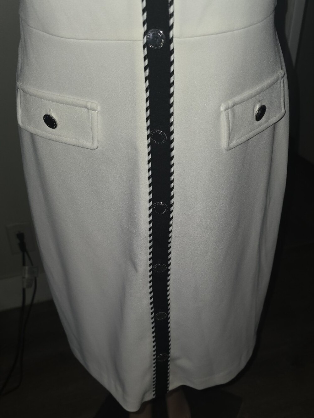 Karl Lagerfeld White Dress with Black Trim - Picture 3 of 8